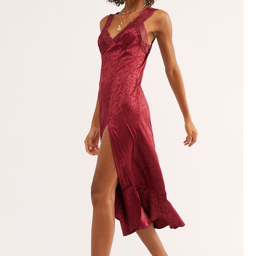 NWT Free People Lucky You Midi Slip Satin Dress